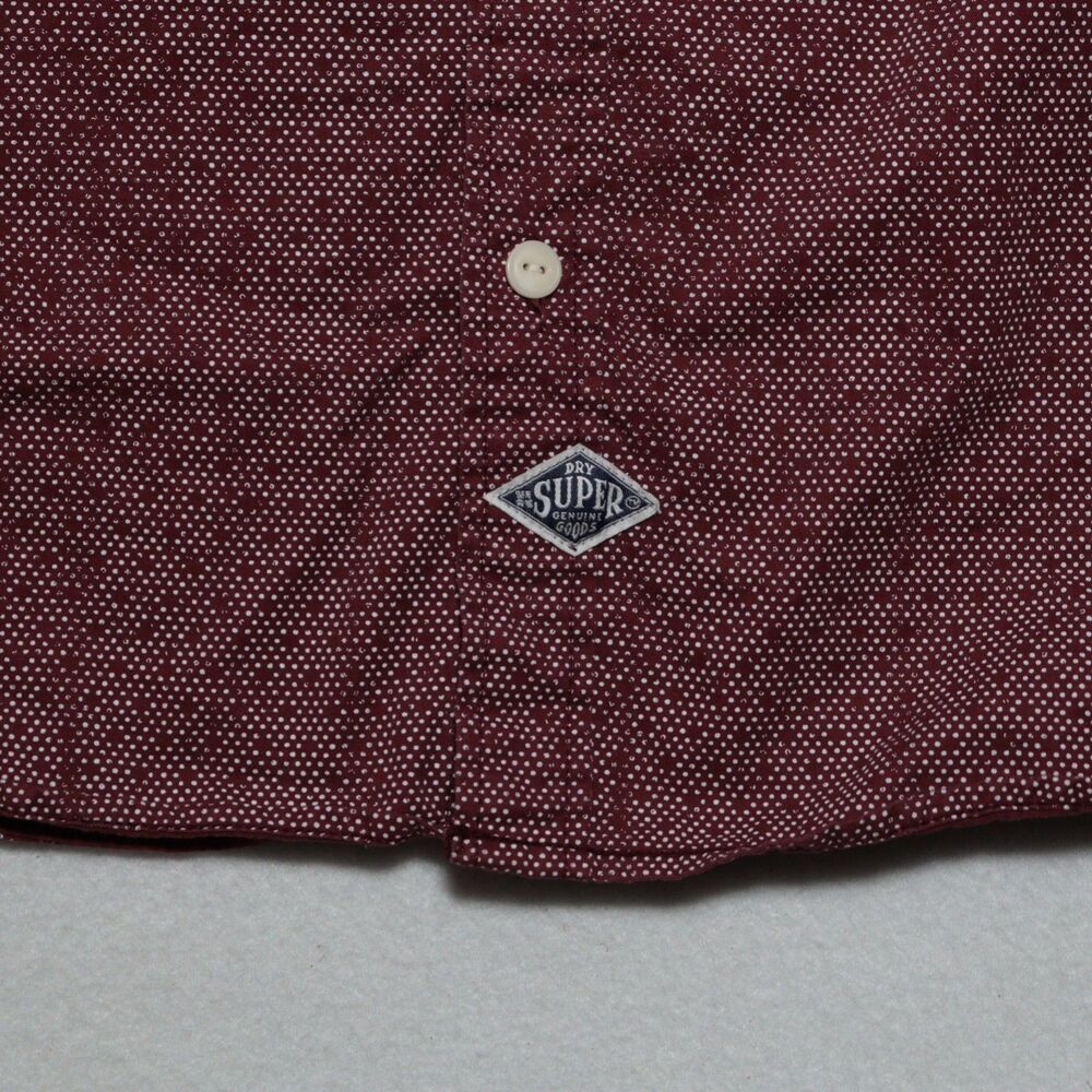SUPERDRY Long Sleeve Button Shirt Men XL Red Geometric Dots Logo The Raw Riveter - Picture 6 of 13